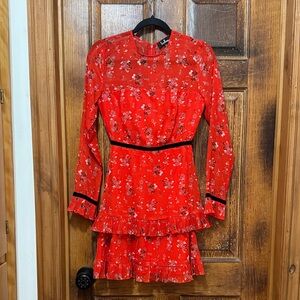 Lulu's Vibrant Red Floral Dress